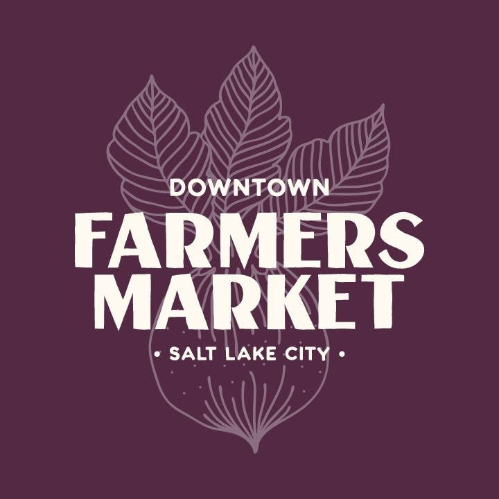 Logo for Downtown Farmers Market Salt Lake City on a dark purple background