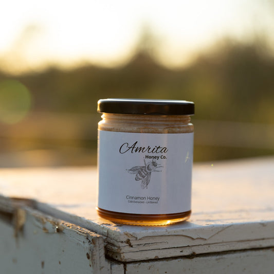 Cinnamon raw honey jar, cold-extracted and unfiltered, crafted in Utah