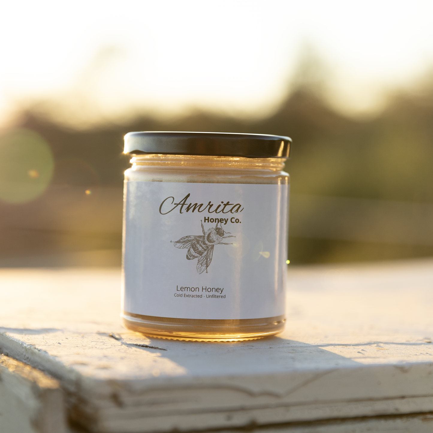 Lemon raw honey jar, cold-extracted and unfiltered, crafted in Utah